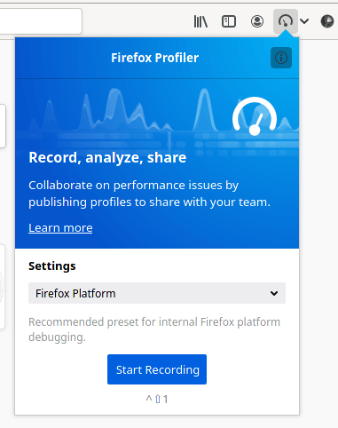 Firefox Profiler Recording UI