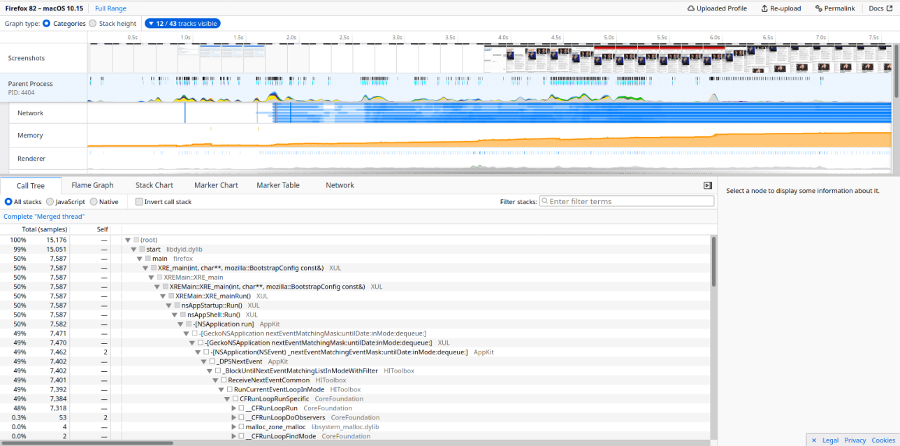 Firefox Profiler Analyzing UI